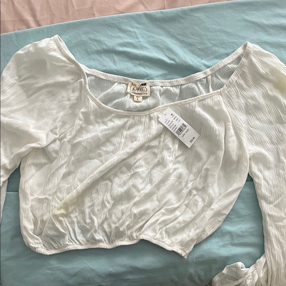 Zara White Textured Blouse